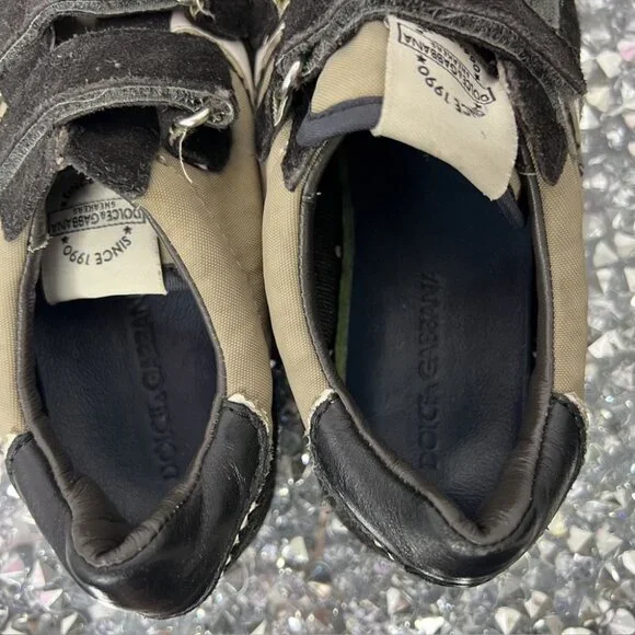 Dolce & Gabbana sneakers Velcro runners black beige classy preppy shoes slip on - Picture 13 of 13
